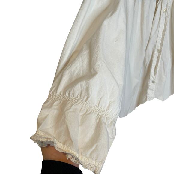 Vintage Koochee One piece Lace Trim Cotton Jumpsuit Ivory Large - Picture 4 of 6